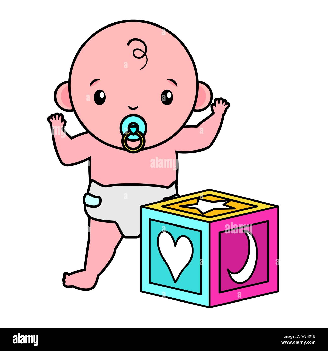 cute little baby boy with cube toy Stock Vector Image & Art - Alamy