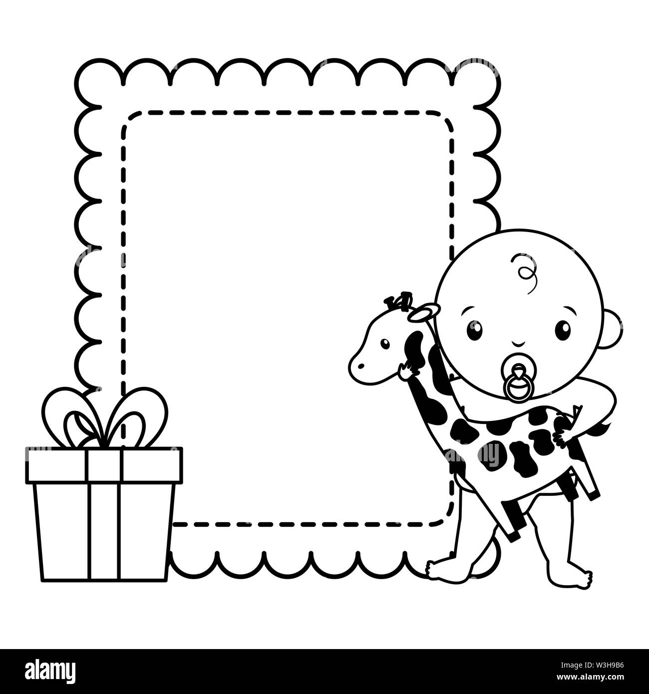 baby boy with giraffe gift baby shower Stock Vector Image & Art - Alamy