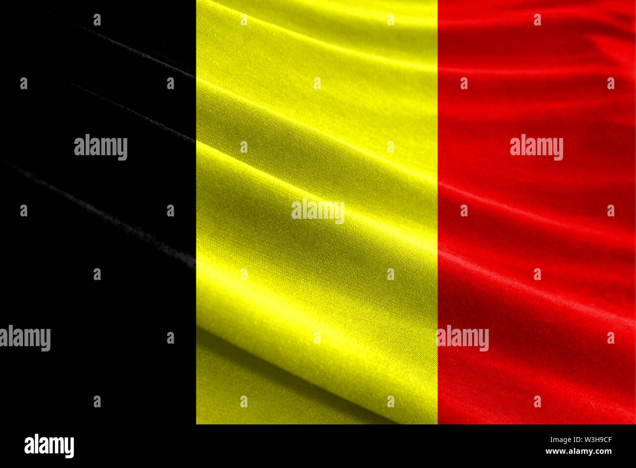 Realistic flag of Belgium on the wavy surface of fabric Stock Photo - Alamy