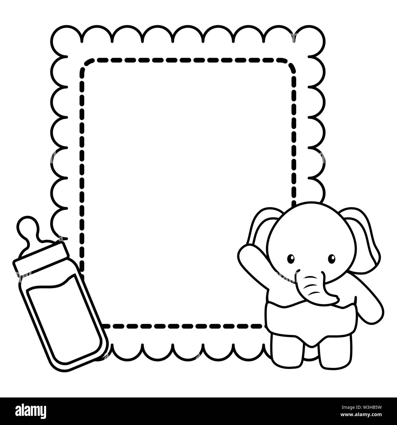 cute little elephant baby card with milk bottle Stock Vector Image ...