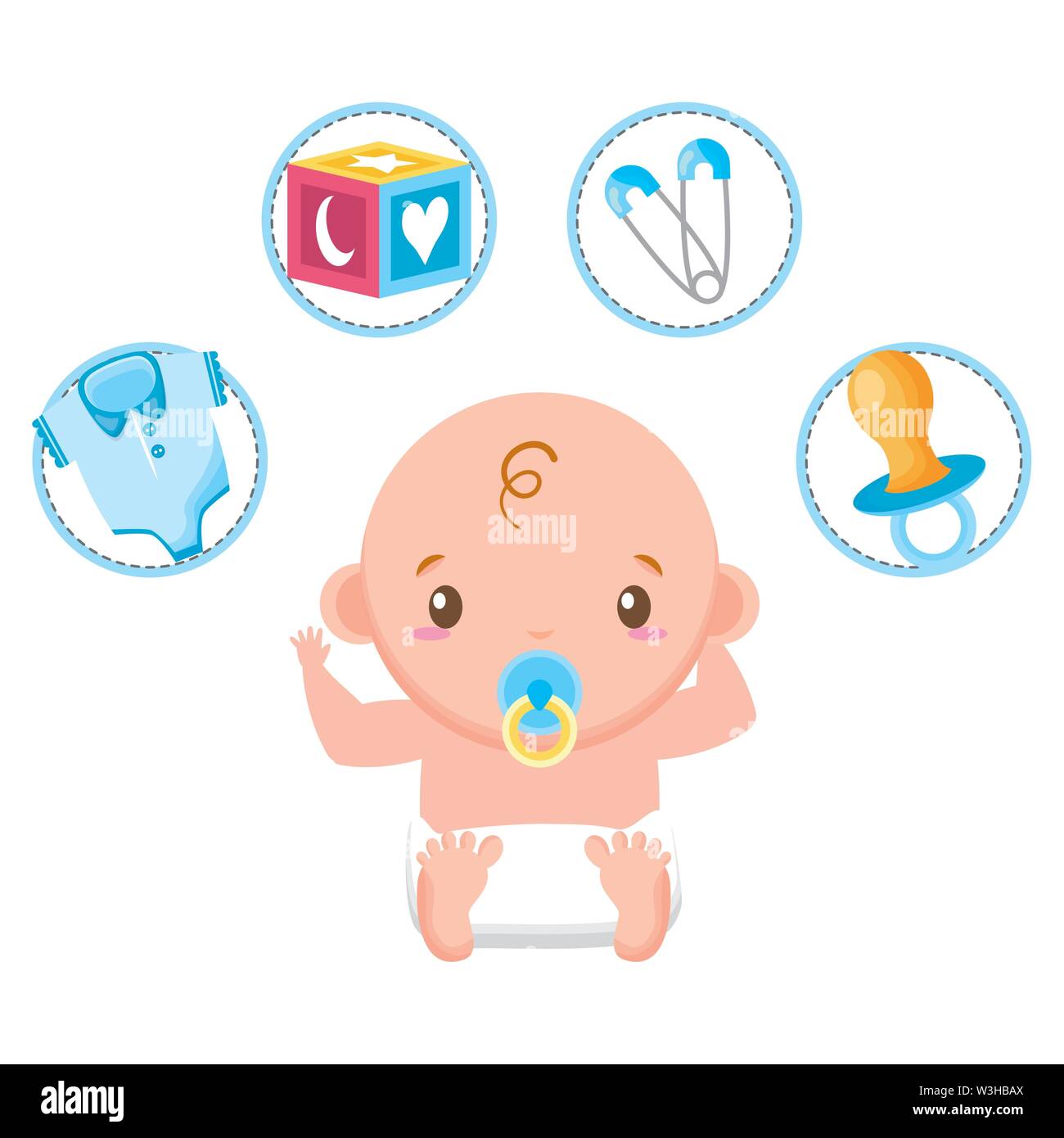 cute little baby boy with train and set toys Stock Vector Image & Art ...