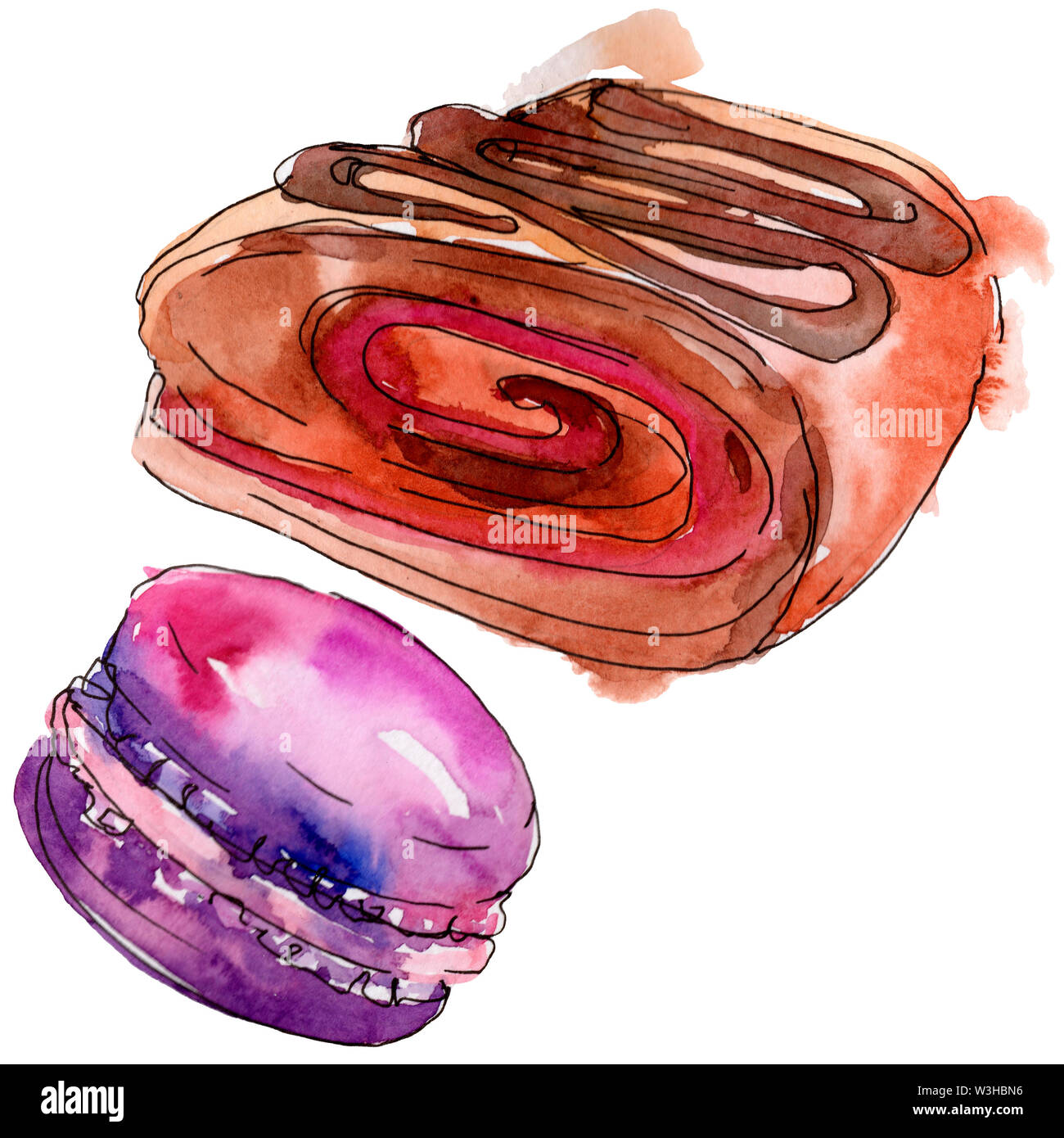 Tasty cake and desserts in a watercolor style. Background illustration ...