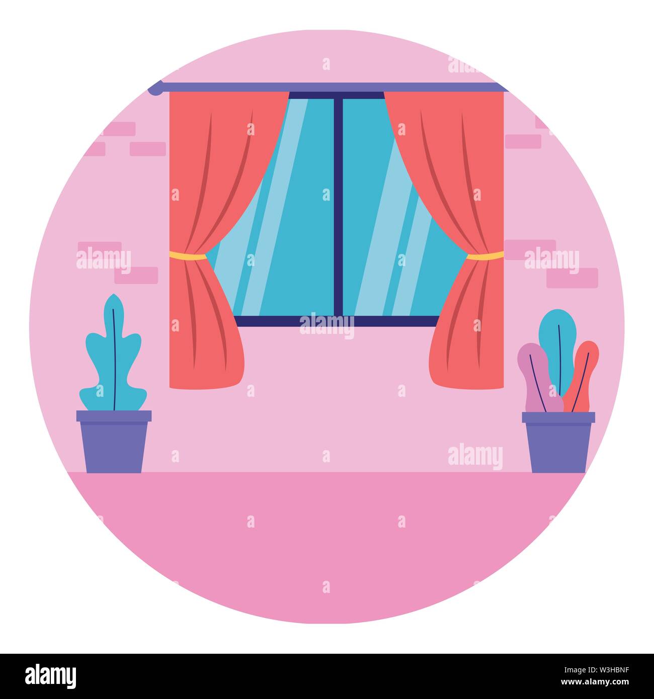 room window curtains plants in pots Stock Vector Image & Art Alamy