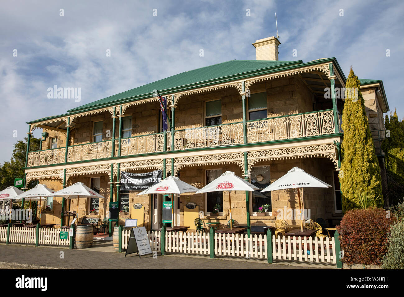 Richmond Tasmania, Richmond Arms hotel and pub in this historic village on the convict trail near Hobart,Tasmania,Australia Stock Photo