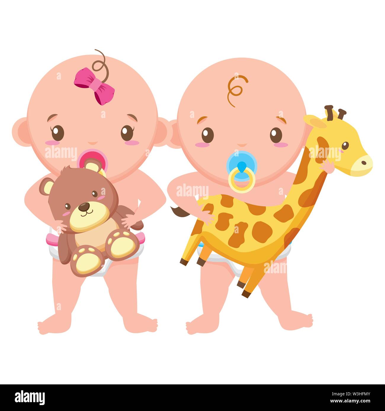 babies boy and girl baby shower Stock Vector Image & Art - Alamy