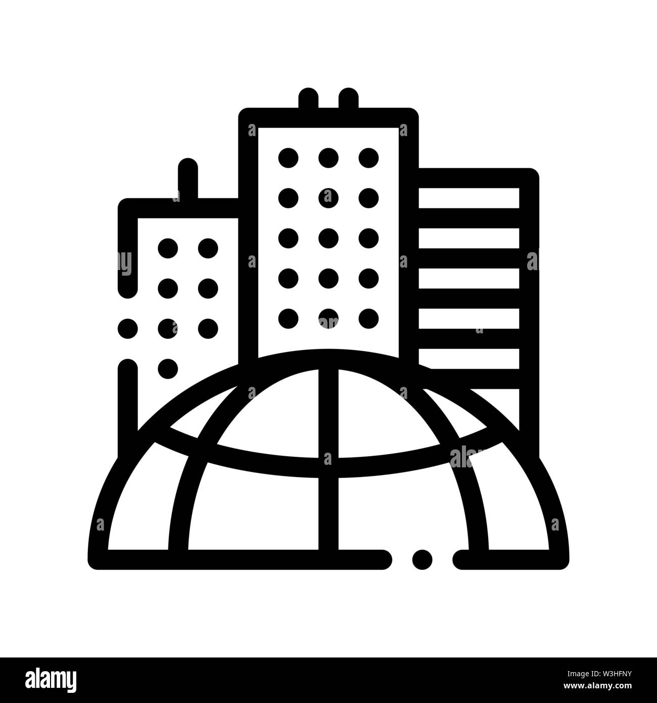 Skyscraper Earth Problem Vector Thin Line Icon Stock Vector