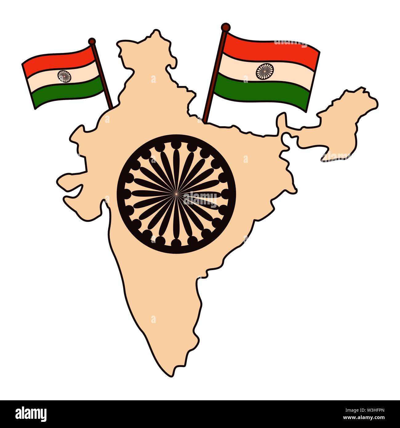 indian flags with map and ashoka chakra Stock Vector Image & Art Alamy