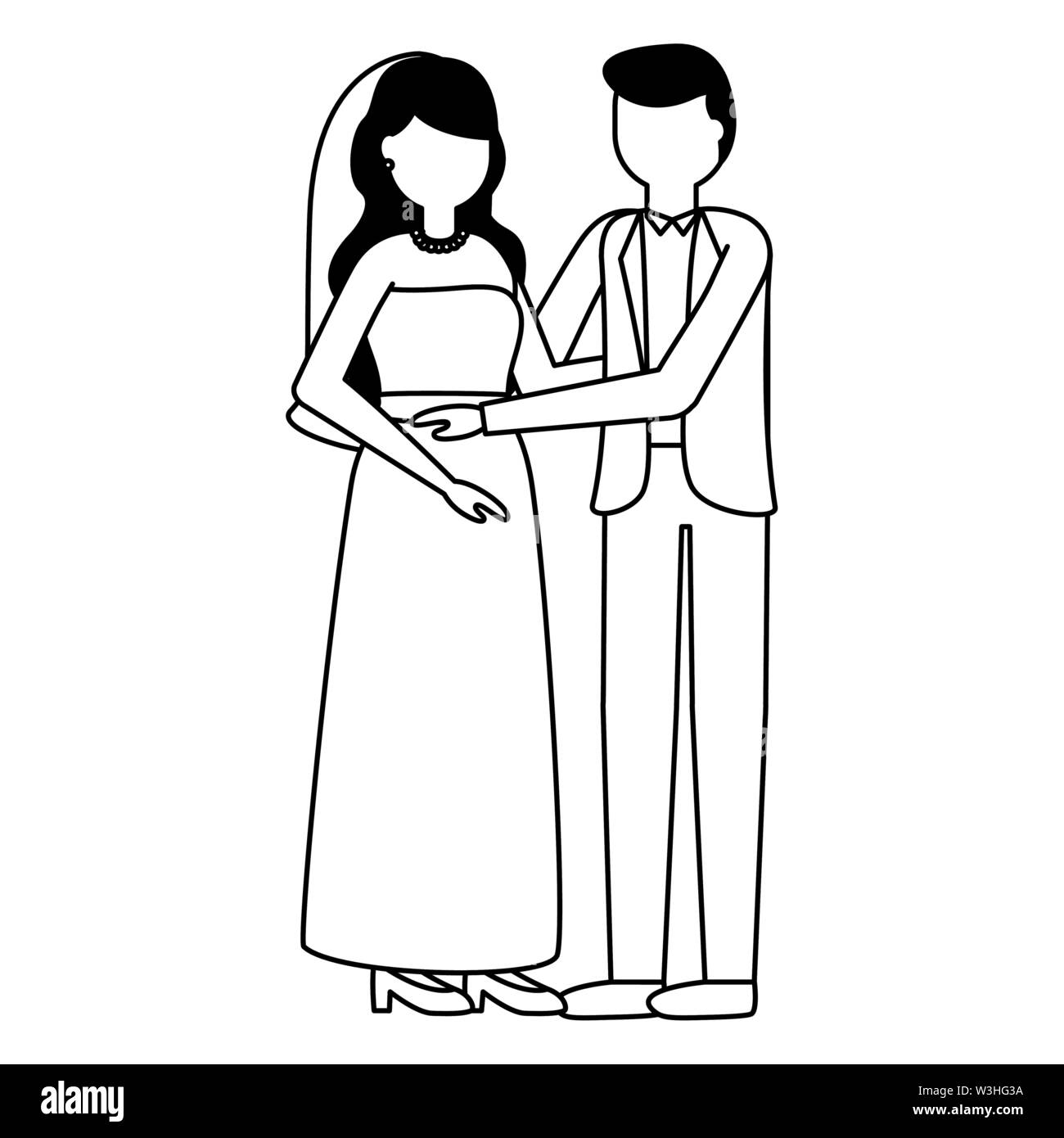 flat design wedding people groom and bride Stock Vector Image & Art - Alamy