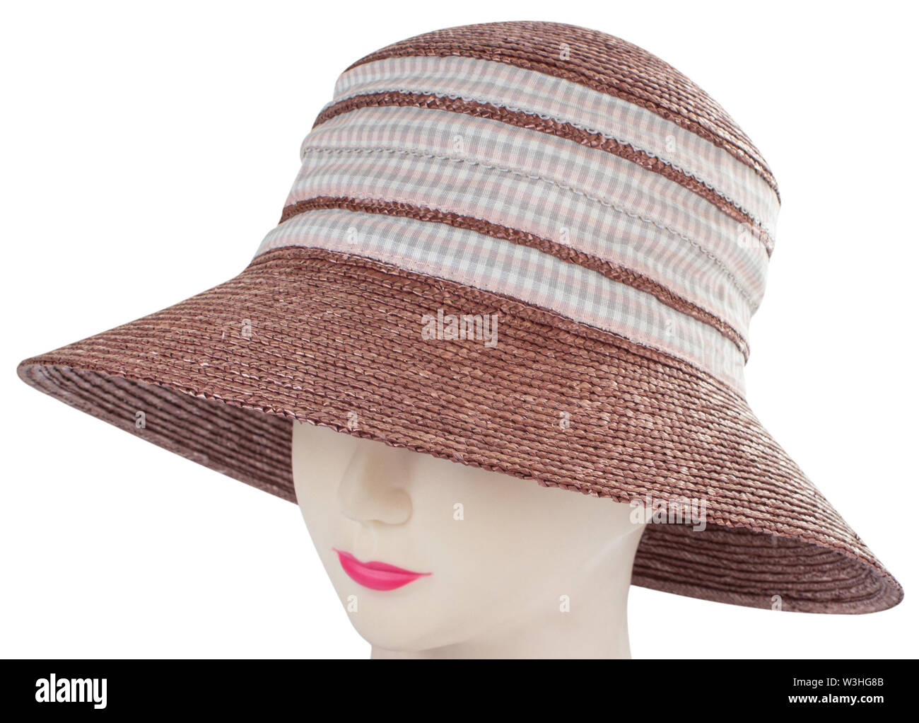 straw hat on mannequin isolated on white background Stock Photo