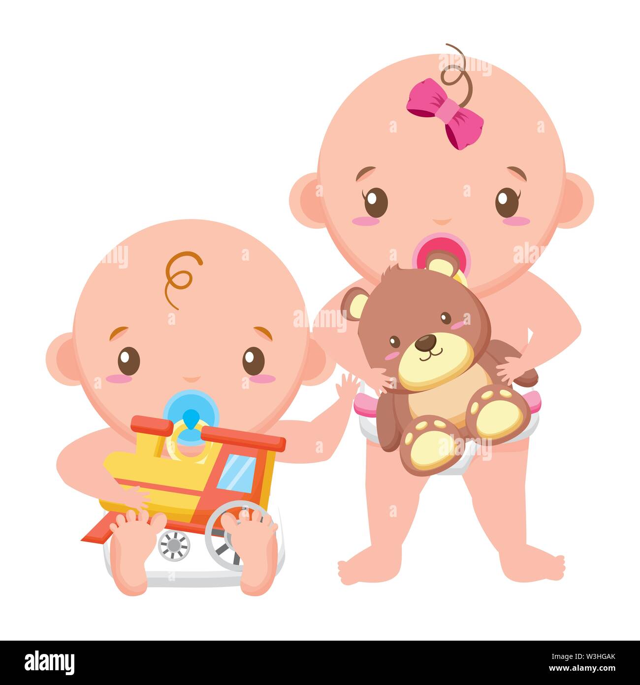babies boy and girl baby shower Stock Vector Image & Art - Alamy