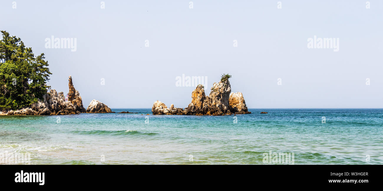 Panorama of Candlestick Rock, korean Chotdaebawi with clips and