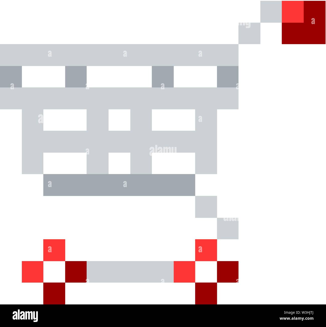 Shopping Cart Trolley Pixel 8 Bit Game Art Icon Stock Vector