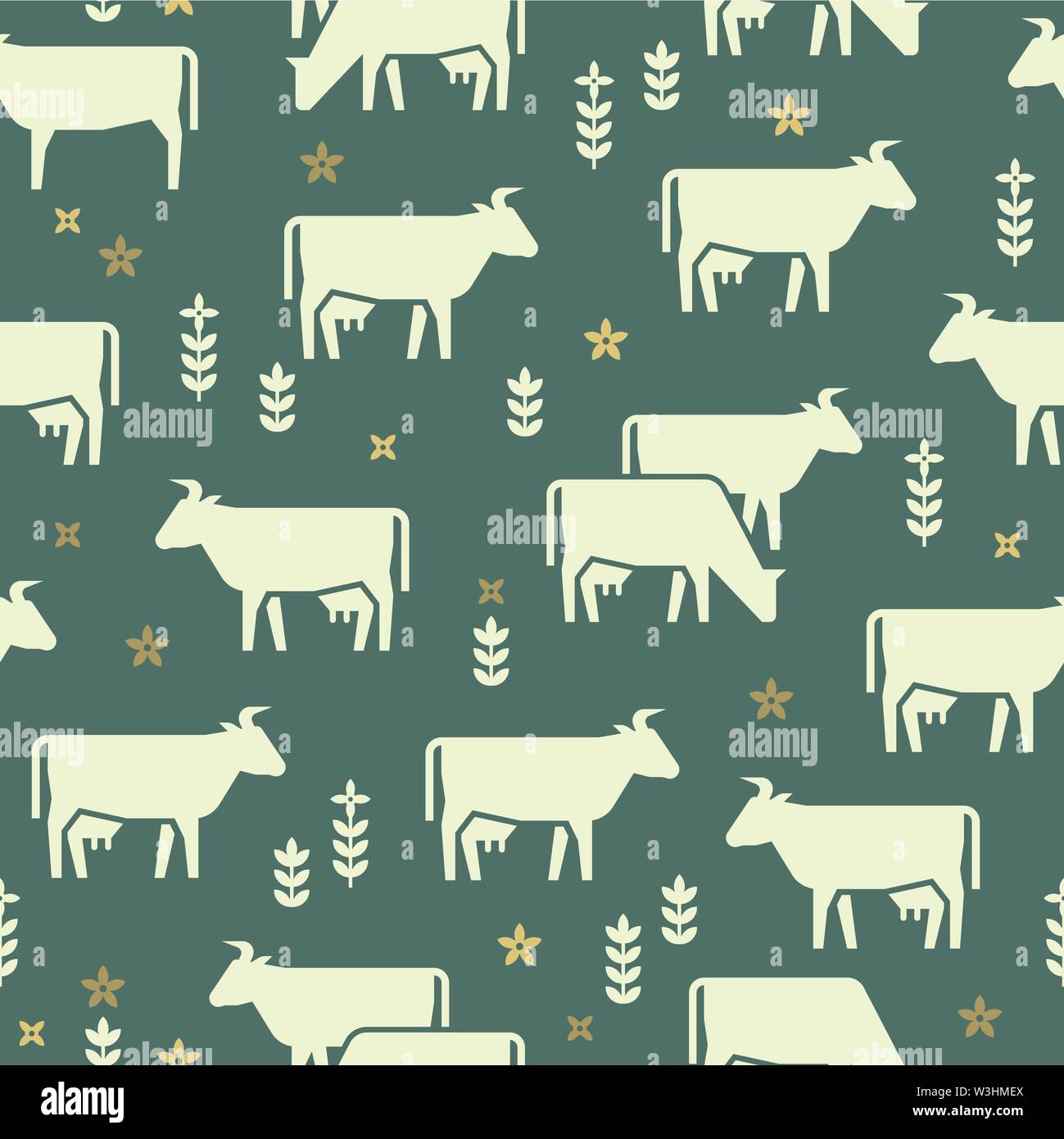 Seamless vector pattern of farm animals, buildings, equipment and other ...