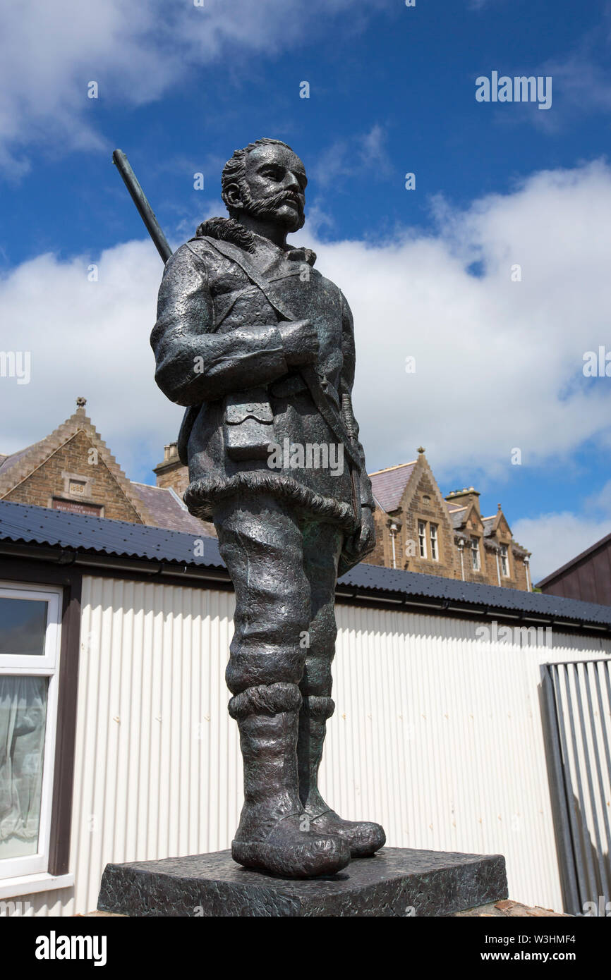 A statue of John Rae in Stromness, Orkney, an Orcadian Arctic explorer