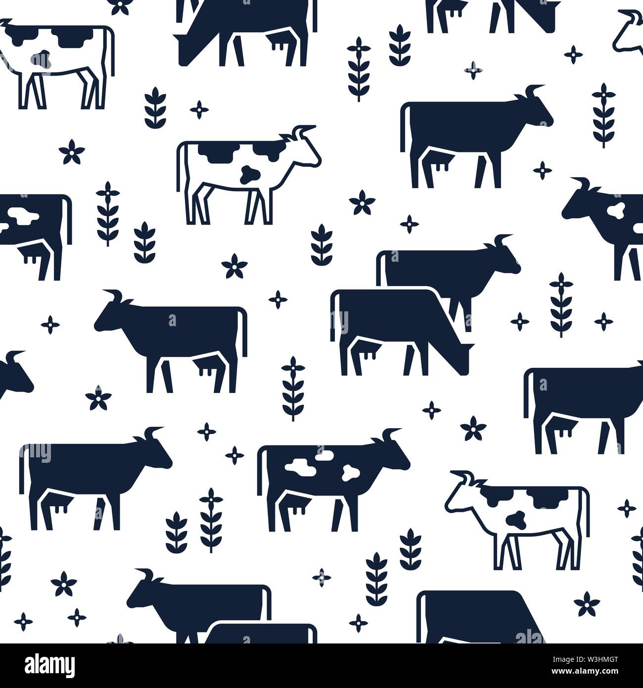 Seamless vector pattern of farm animals, buildings, equipment and other ...