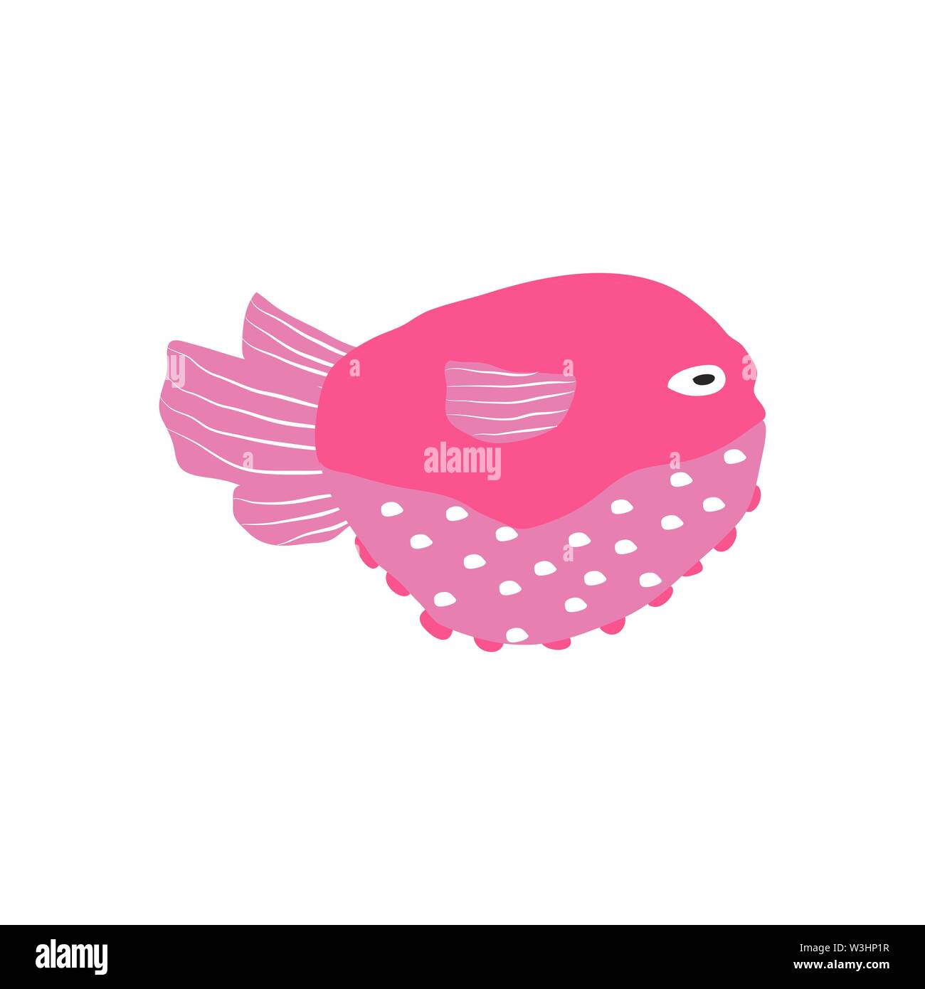 Underwater creature, pink fish isolated on white, marine animals for ...