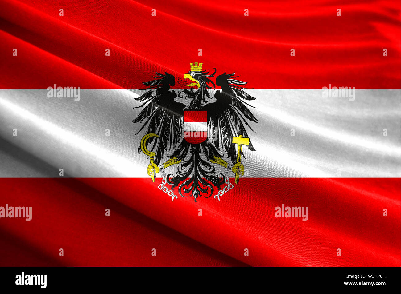 Realistic flag of Austria on the wavy surface of fabric Stock Photo - Alamy
