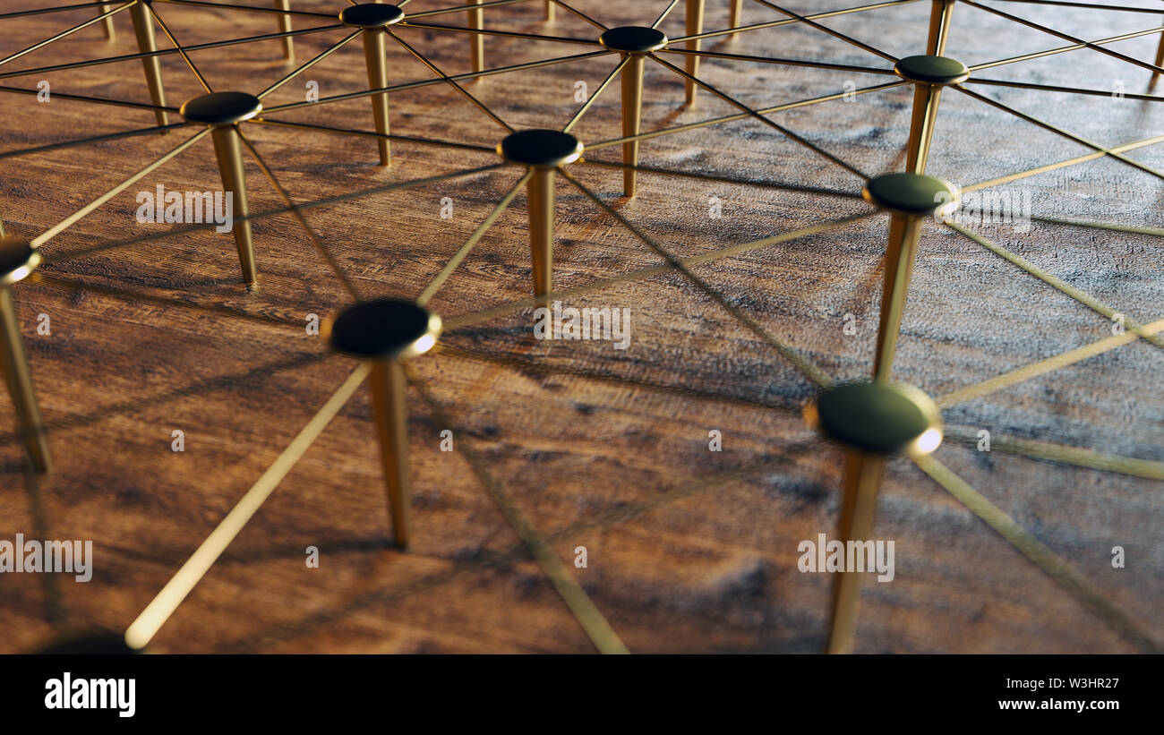 Linked Conceptual Teamwork. Network, Networking, Connect. Abstract Networking. 3D Rendering. High Quality Render. Stock Photo