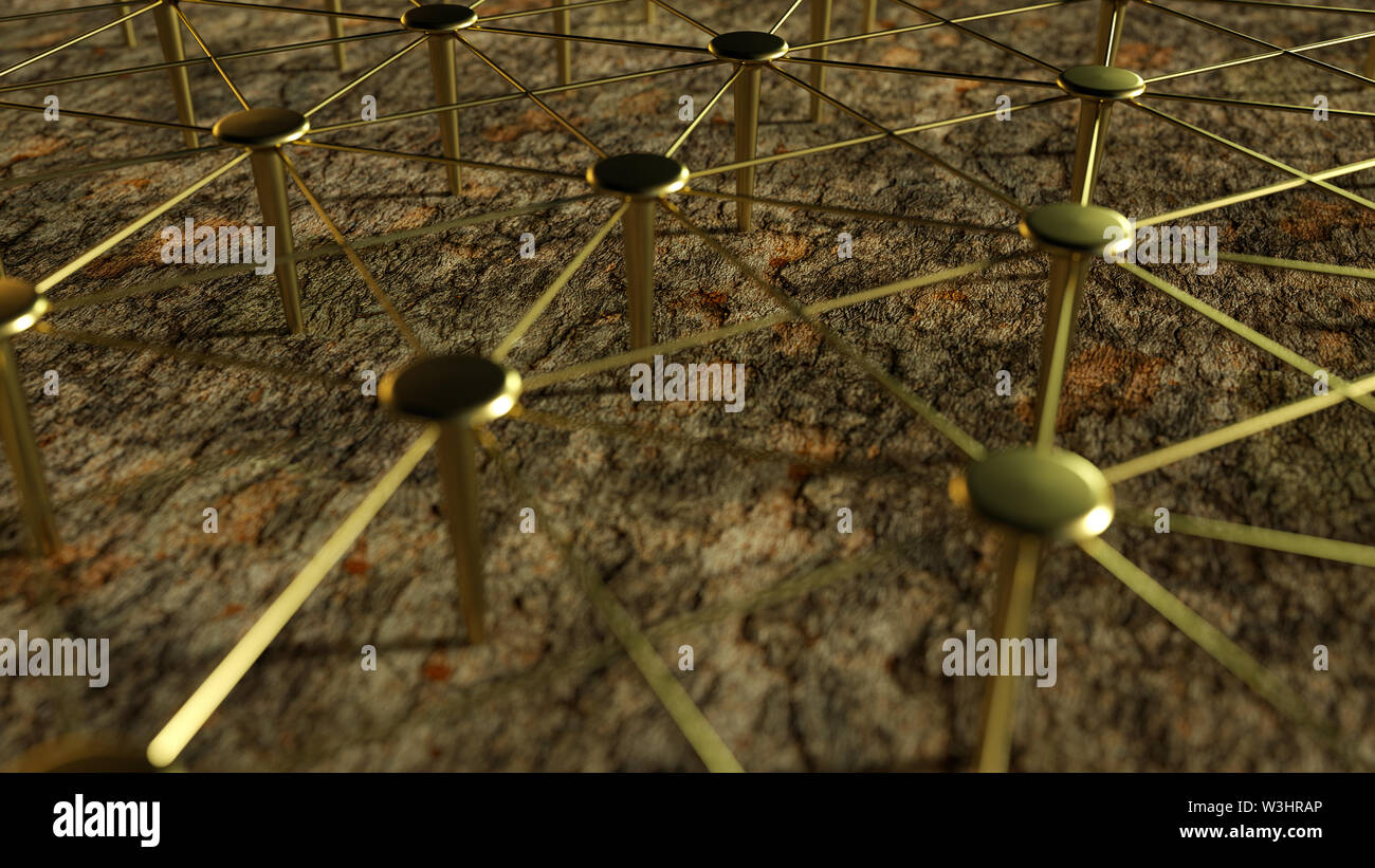 Linked Conceptual Teamwork. Network, Networking, Connect. Abstract Networking. 3D Rendering. High Quality Render. Stock Photo