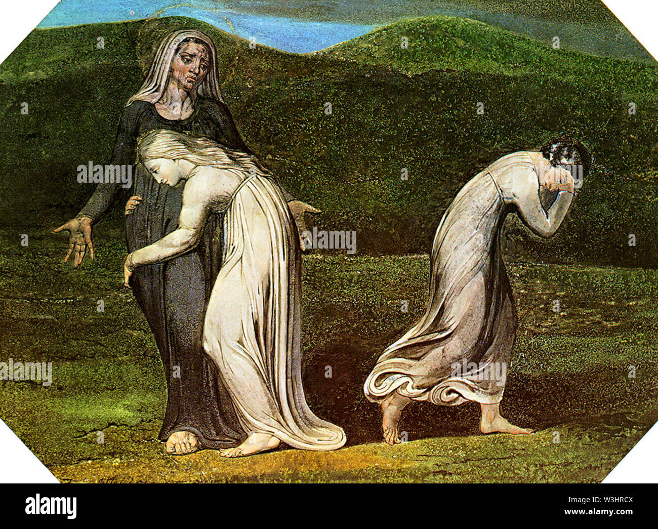 6466. Naomi entertaining Ruth and Orpah, painting by the British painter William Blake, 1757-1827 Stock Photo