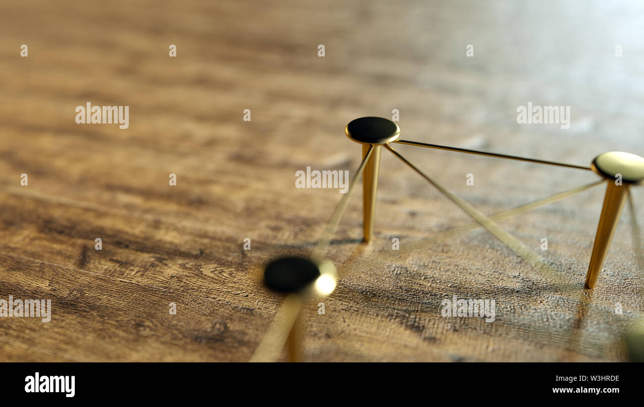 Linked Conceptual Teamwork. Network, Networking, Connect. Abstract Networking. 3D Rendering. High Quality Render. Stock Photo