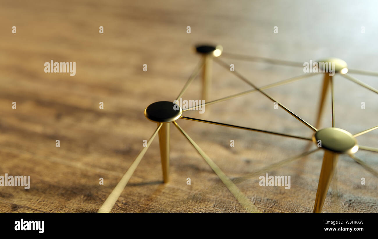 Linked Conceptual Teamwork. Network, Networking, Connect. Abstract Networking. 3D Rendering. Stock Photo