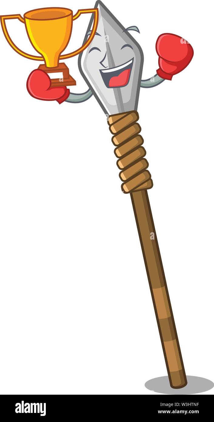 Boxing winner spear cartoon in the warehouse room Stock Vector Image