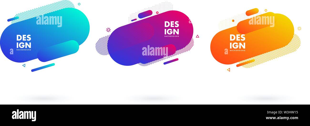 Geometric badges set. Dynamical colored forms and line. Gradient abstract banners. Trendy minimal design. Eps10 vector. Stock Vector