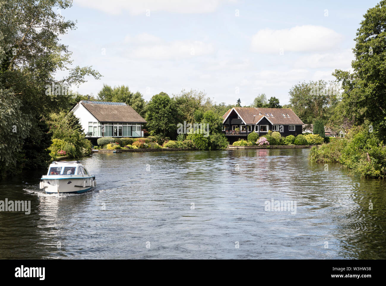 Boating on the Norfolk Broads in Summer Stock Photo