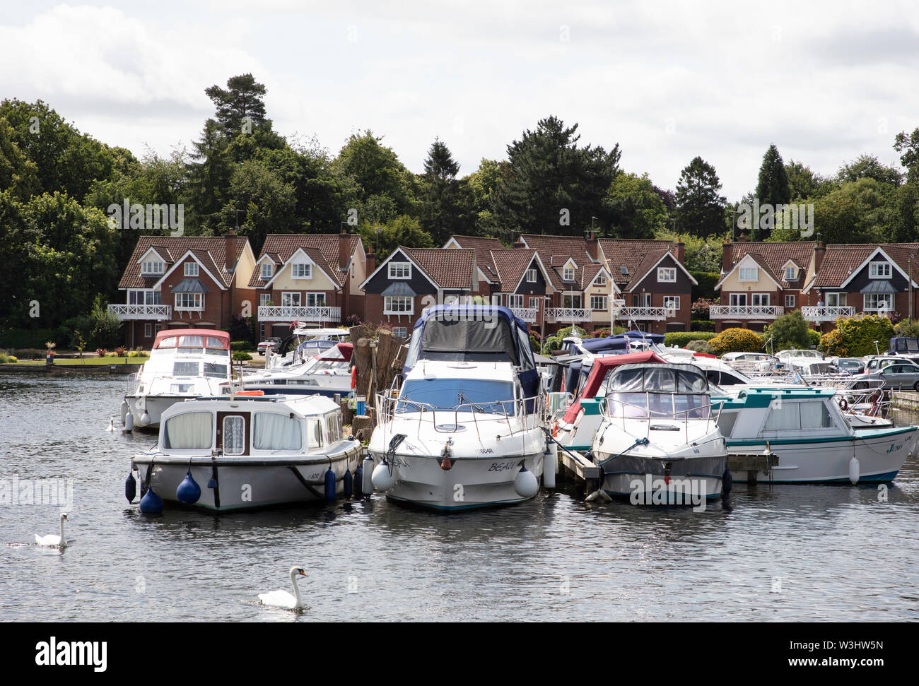 Boating on the Norfolk Broads in Summer Stock Photo