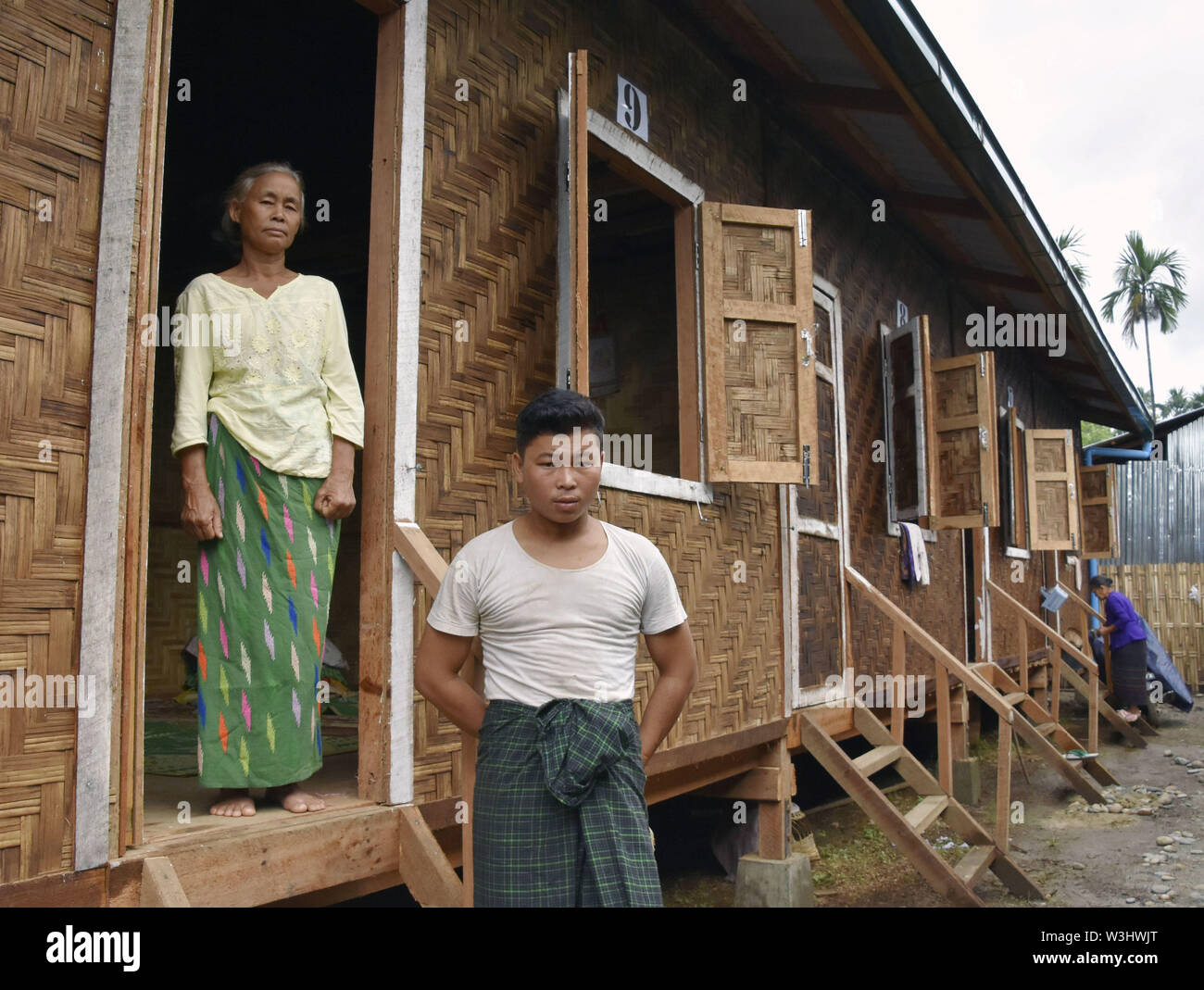Photo taken July 15, 2019, shows temporary housing built by Japan's Nippon Foundation in Myitkyina, the capital of Kachin State, Myanmar, for people who have been displaced following fighting between Myanmar government forces and the insurgent Kachin Independence Army over the control of resources. (Kyodo)==Kyodo Photo via Credit: Newscom/Alamy Live News Stock Photo