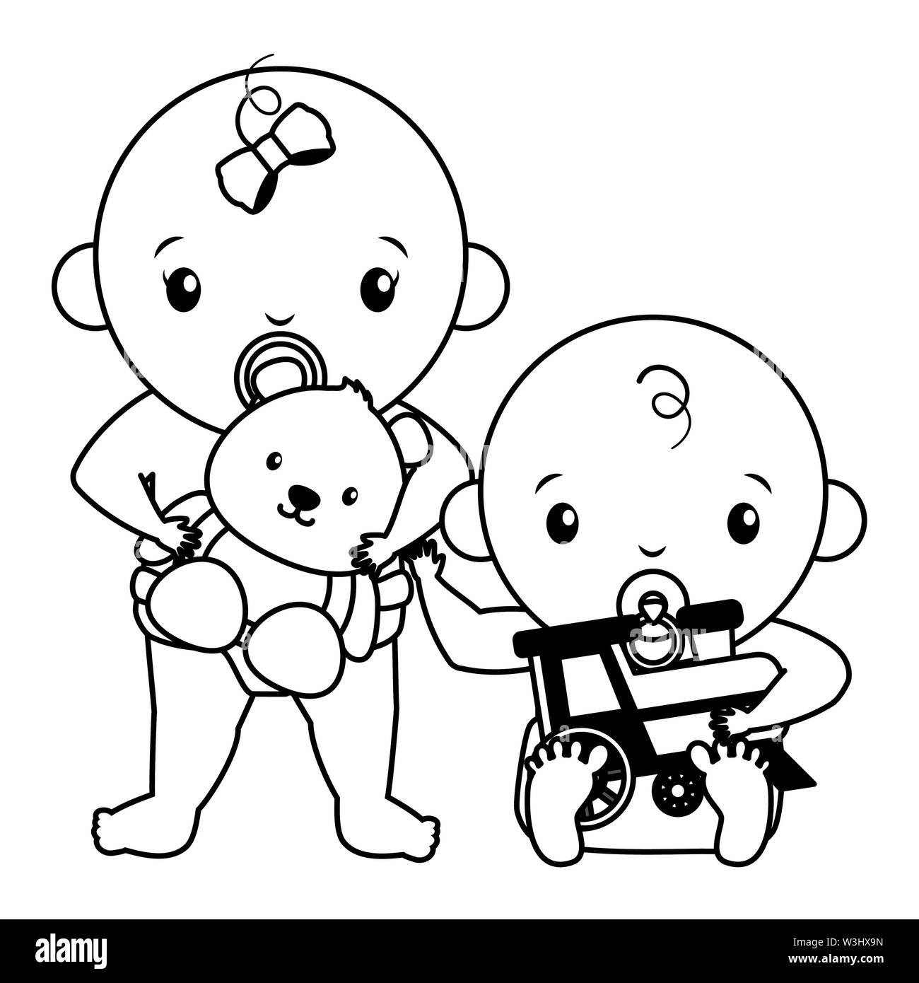 babies boy and girl baby shower Stock Vector Image & Art - Alamy