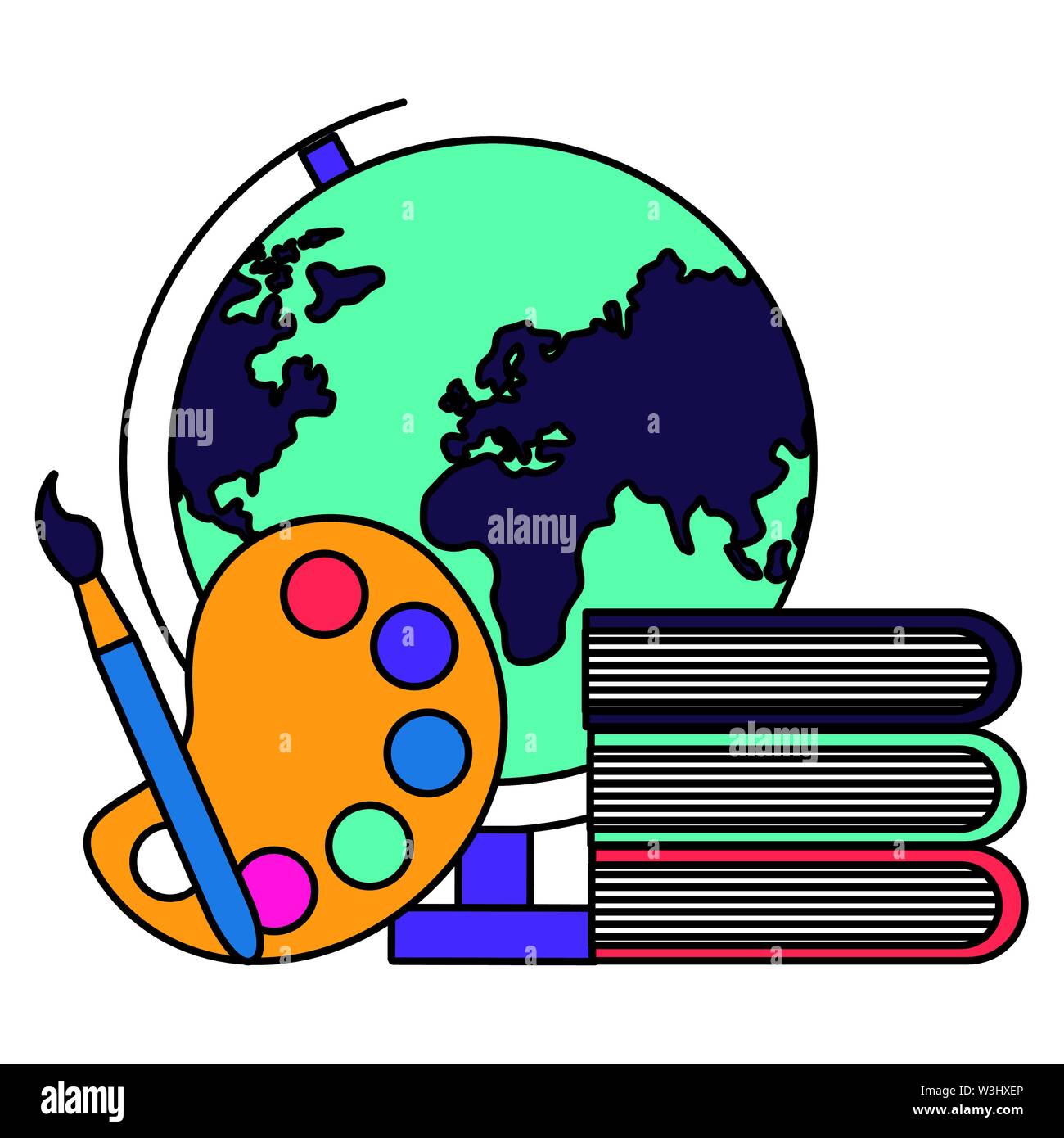 back to school world map and set supplies Stock Vector Image & Art - Alamy