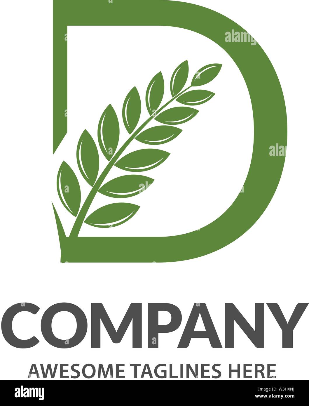 creative initial letter d with leaf logo vector concept element, letter D logo with Organic leaf Stock Vector