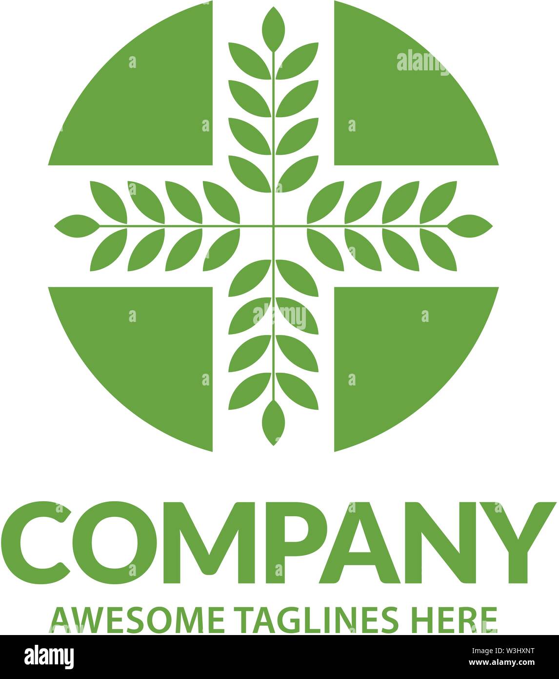 medical cross and herbal leaf. medicine pharmacy logo vector Stock ...
