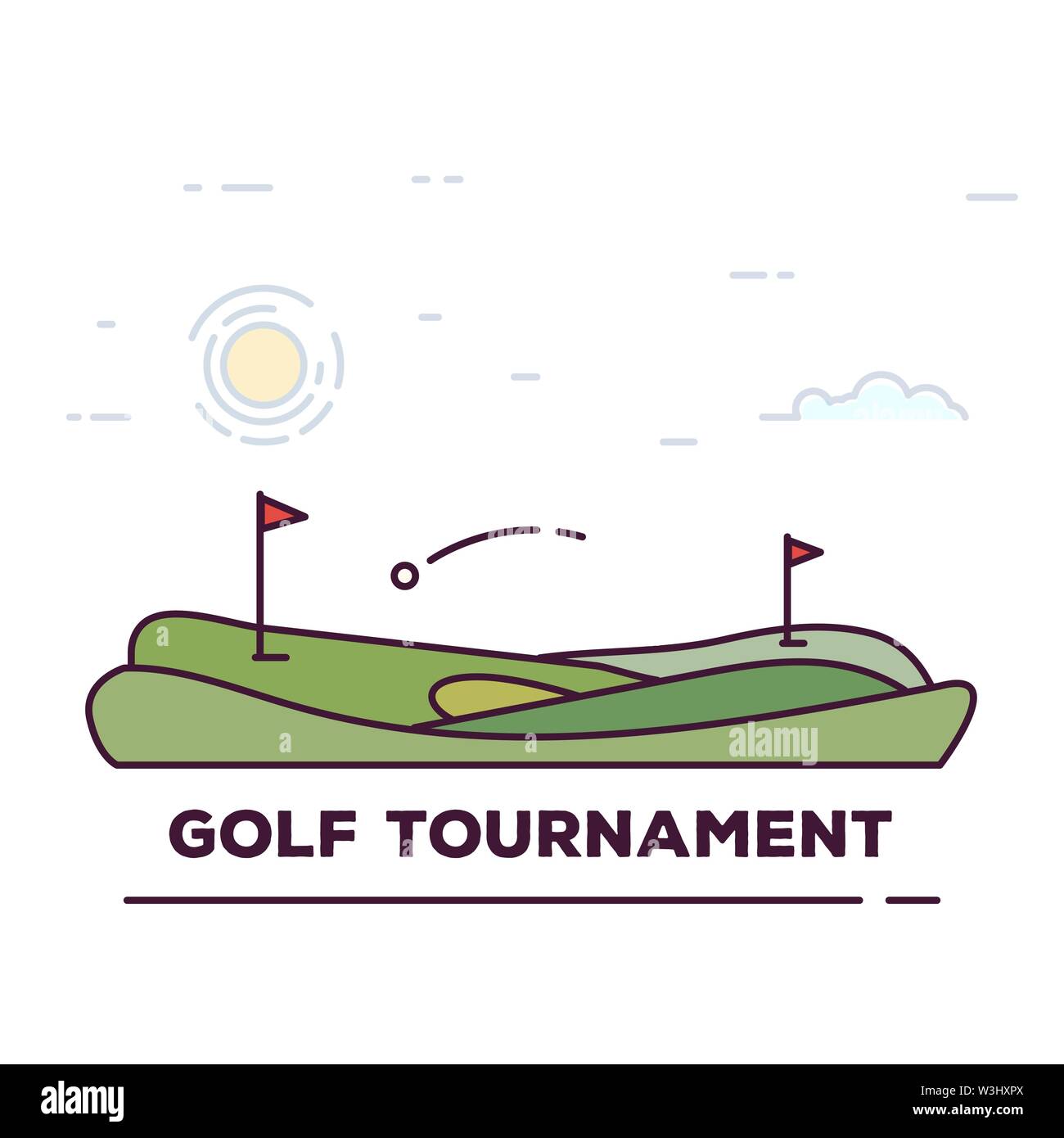 Golf tournament line banner Stock Vector