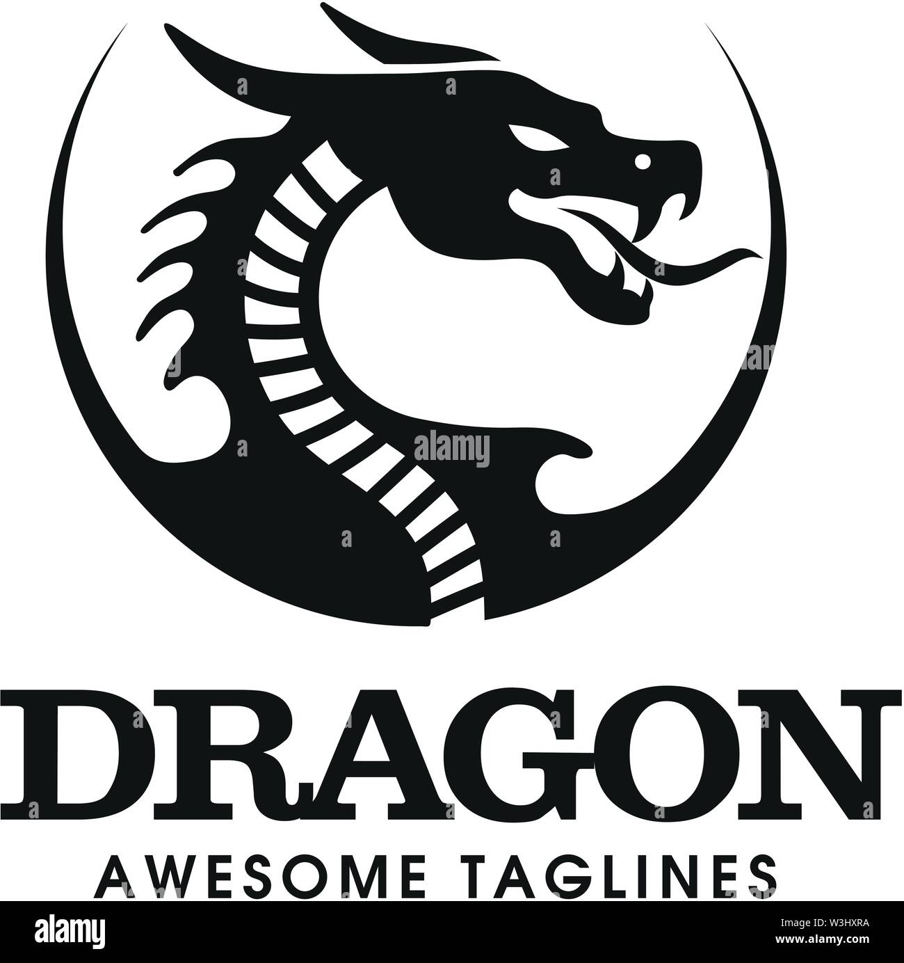 creative circle dragon head logo vector concept Stock Vector Image ...