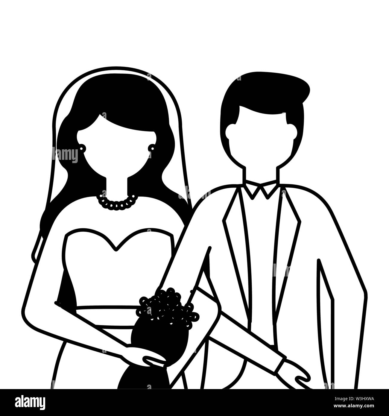 flat design wedding people groom and bride Stock Vector Image & Art - Alamy