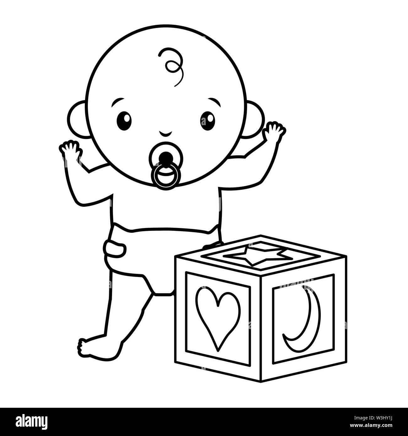 cute little baby boy with cube toy Stock Vector Image & Art - Alamy