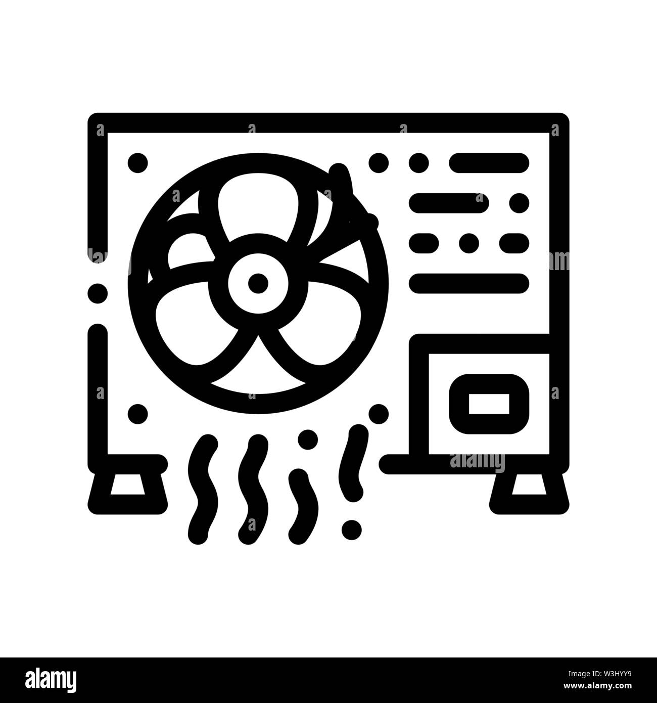 Working Conditioner System Vector Thin Line Icon Stock Vector