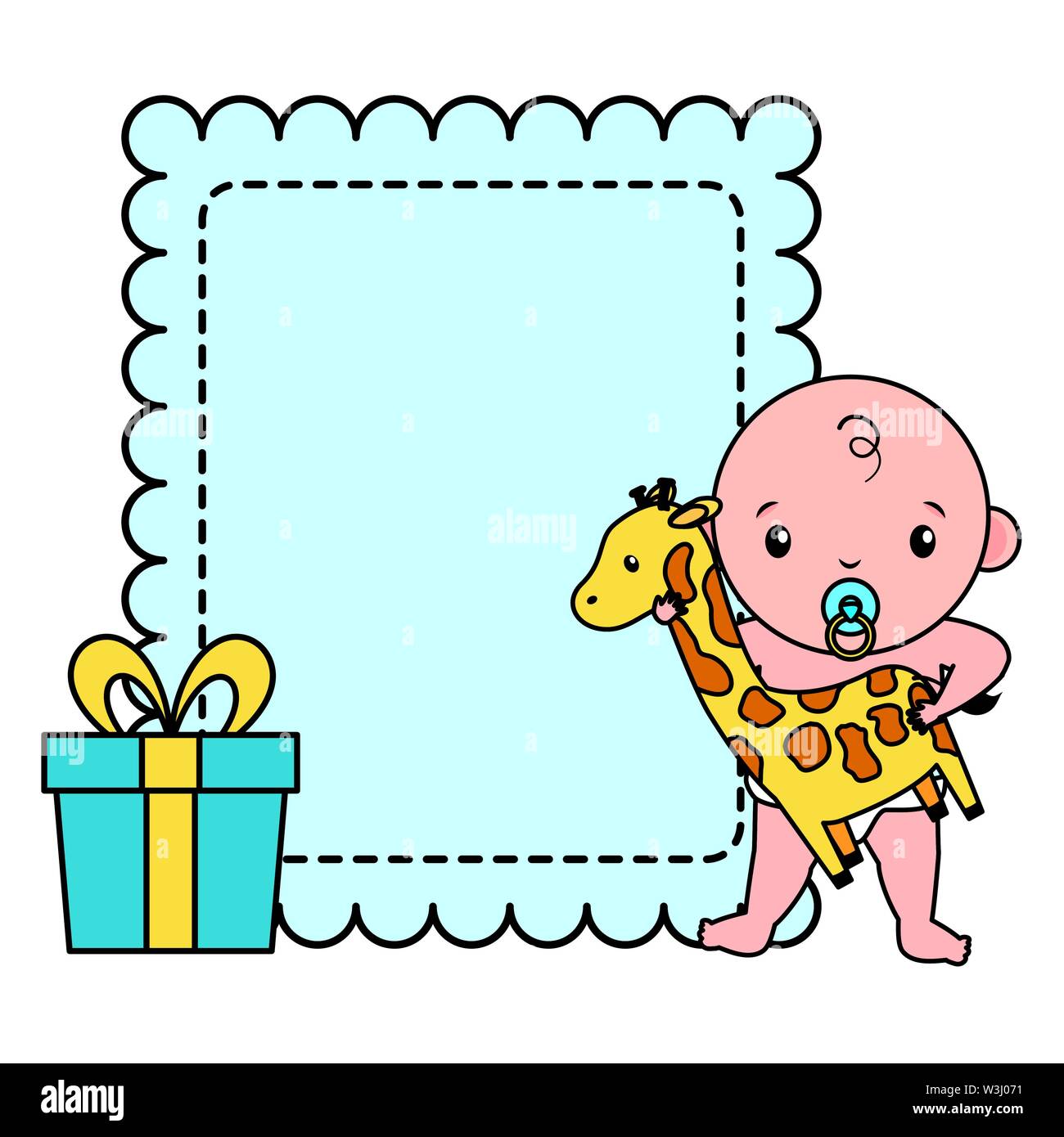 cute little baby boy with giraffe and gift Stock Vector Image & Art - Alamy