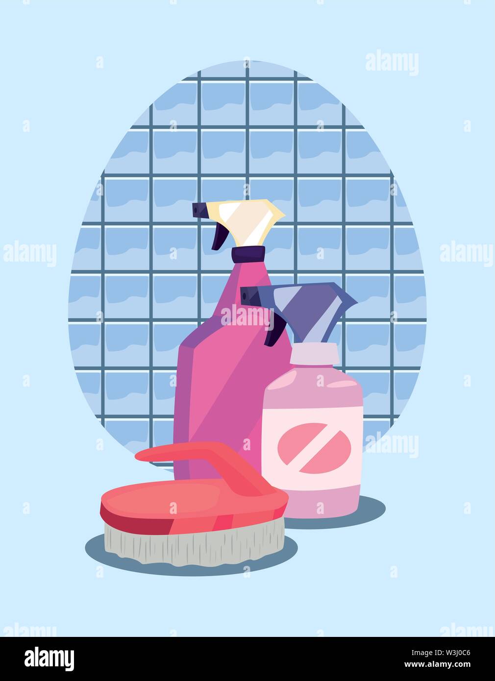 spray bottle brush cleaning products and supplies vector illustration ...
