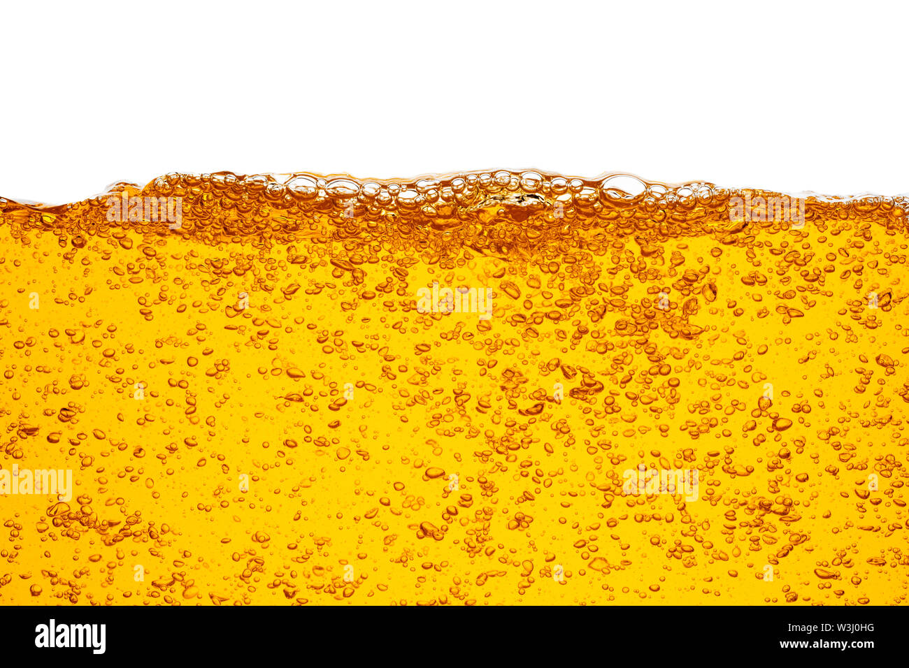Orange water line with bubbles isolated on a white background Stock