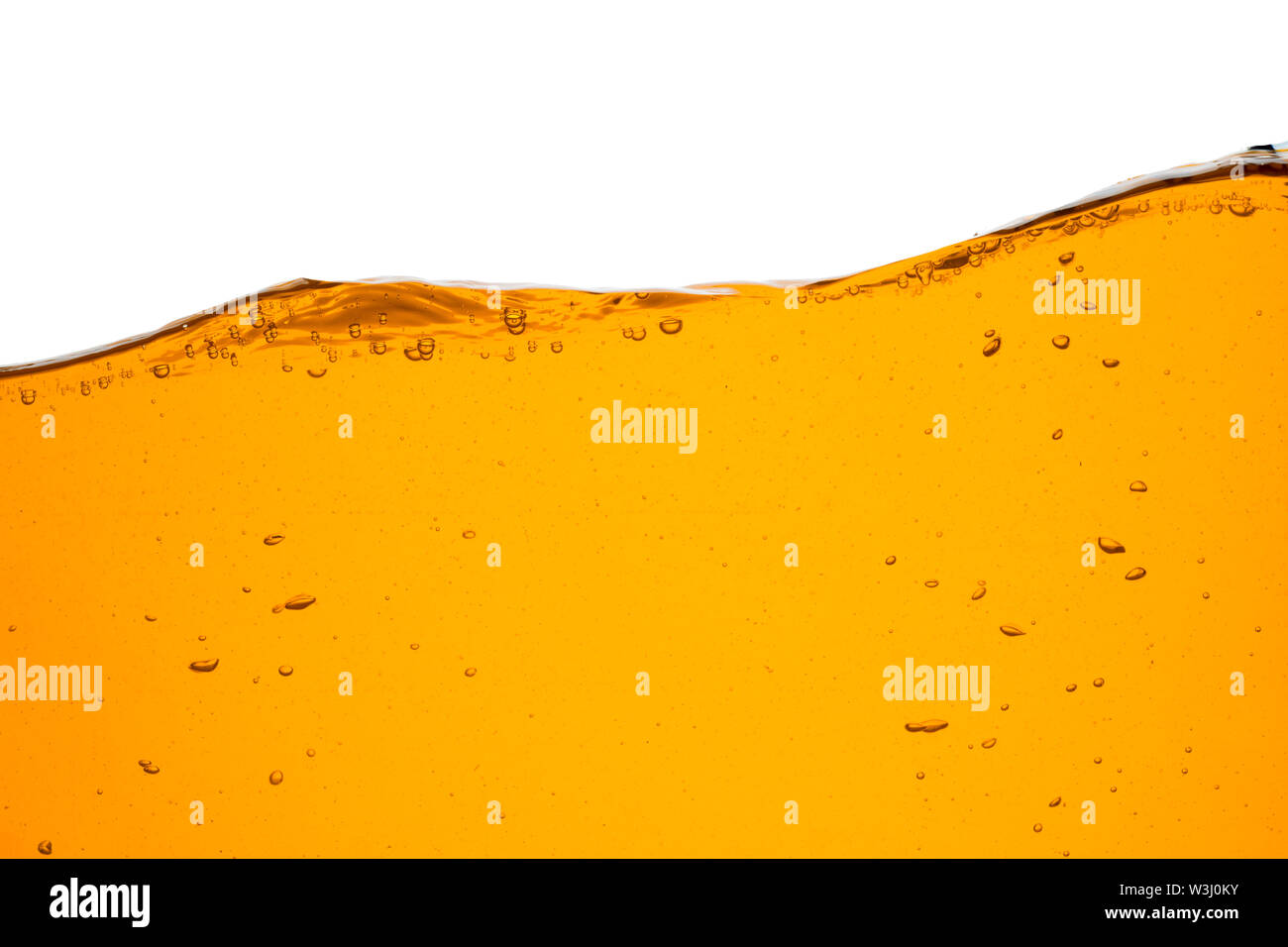 Orange water line with bubbles isolated on a white background Stock