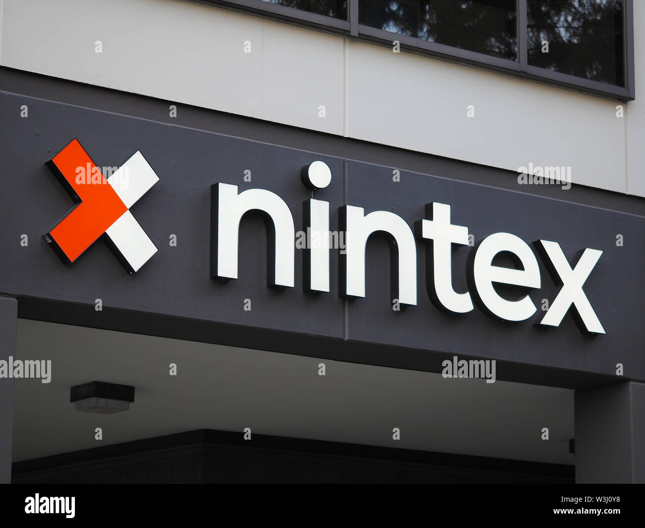 Logo on Nintex (process management and automation company) office building in Bellevue, WA, USA; July 2019 Stock Photo