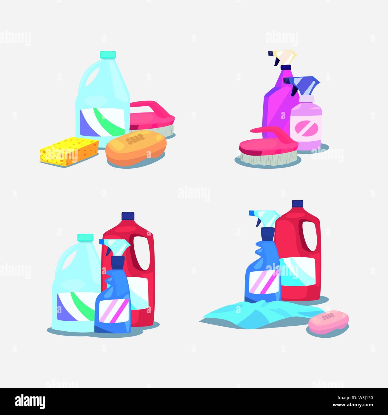 cleaning products and supplies set vector illustration Stock Vector ...