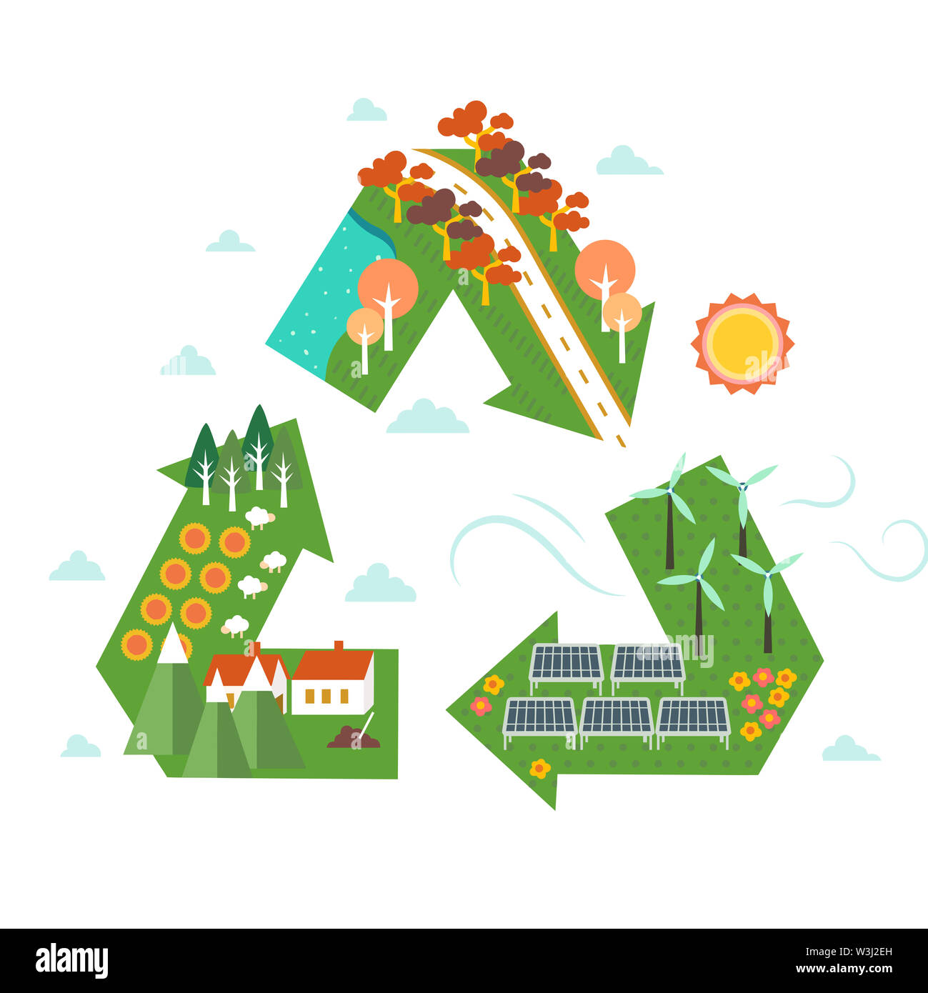 recycling symbol reuse eco ecology solar save illustration Stock Photo ...