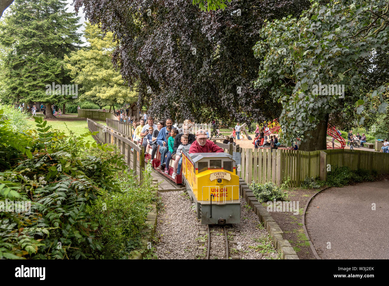 The miniature train and kids playground in Grosvenor Park, Chester
