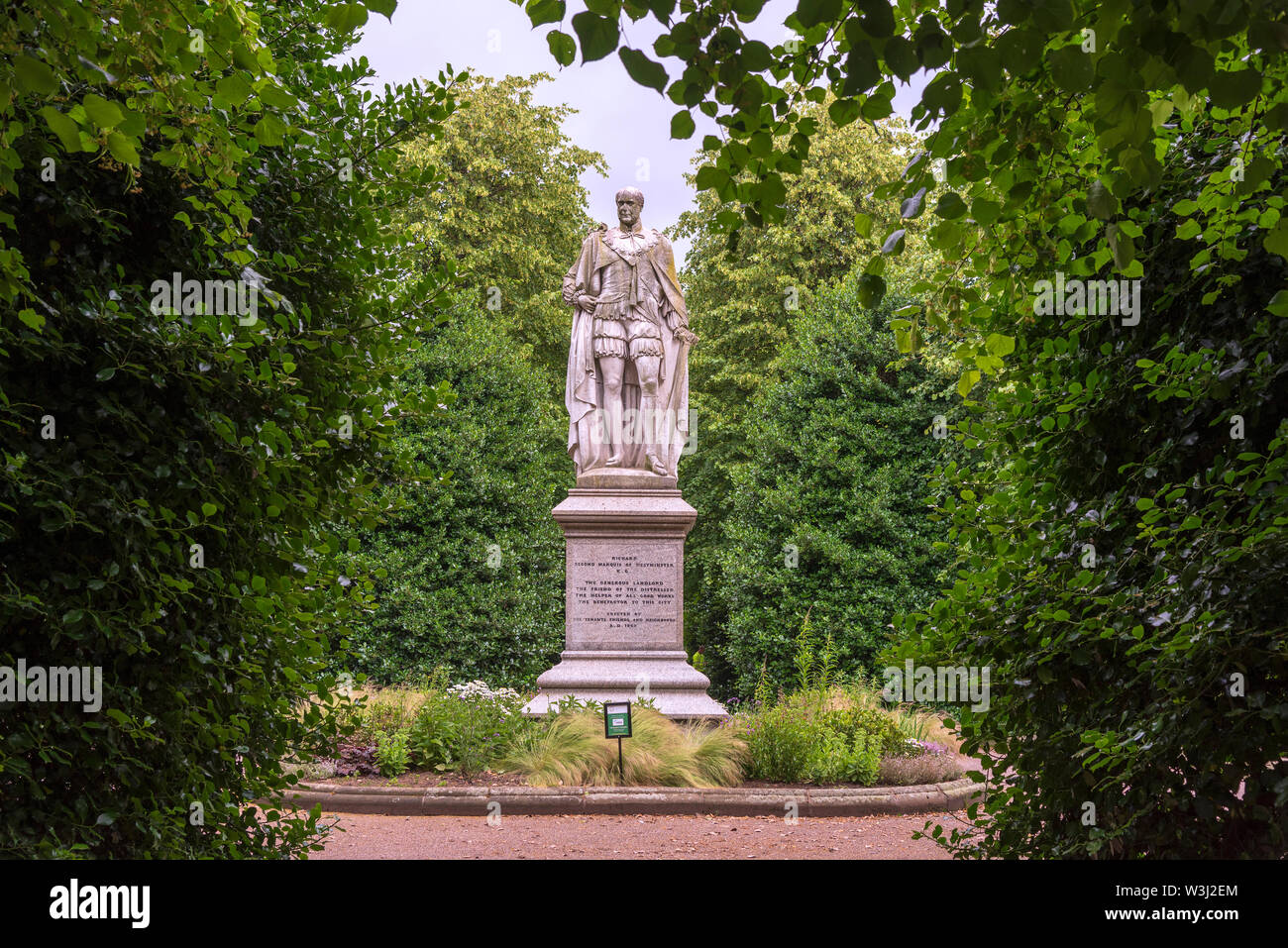The statue of Richard the 2nd Marquess of Westminster in Grosvenor Park