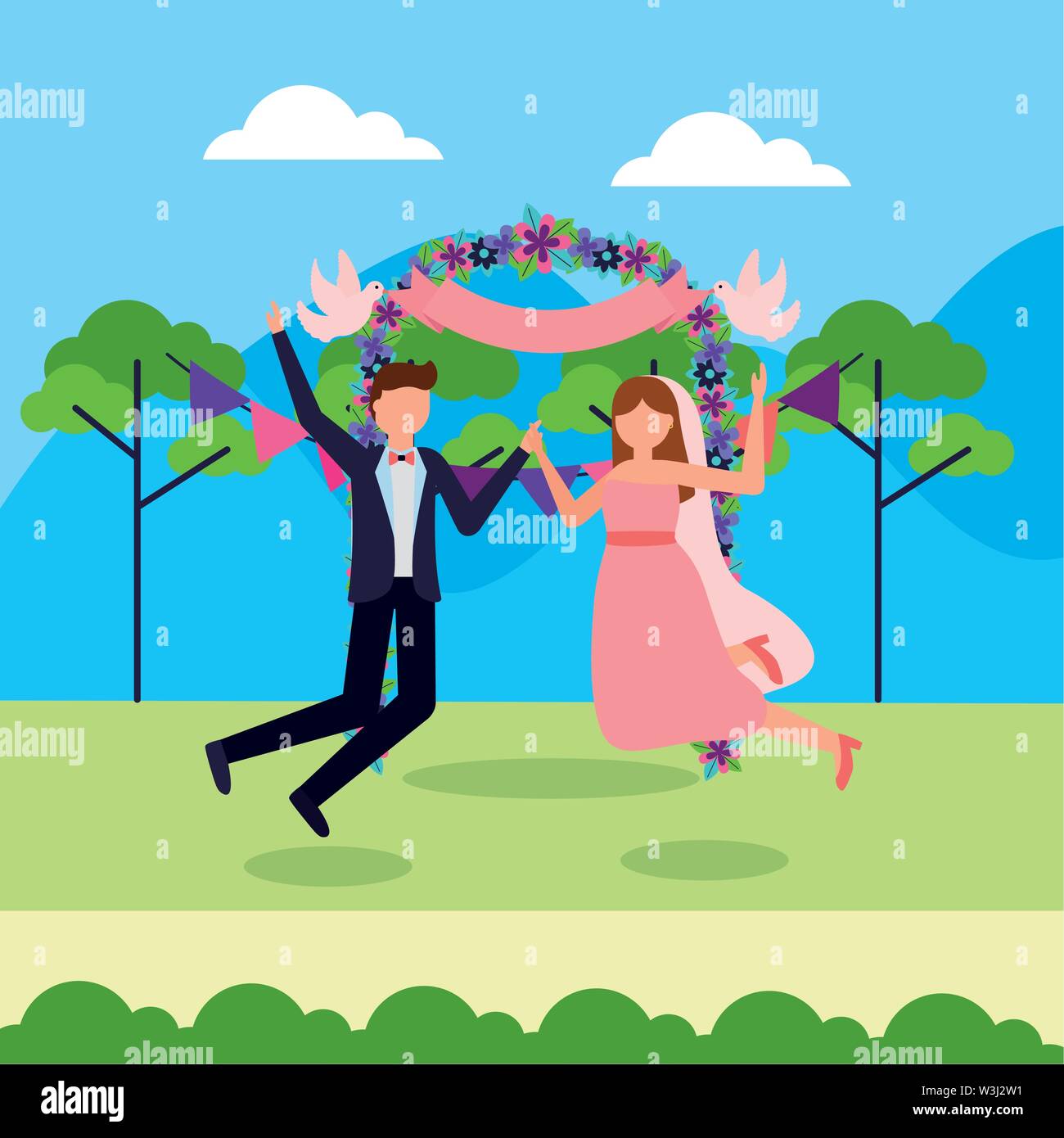 flat design wedding people image Stock Vector Image & Art - Alamy